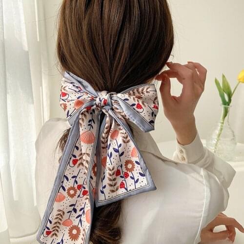 Silk Scarf Women Fashion Bandana Spring Head Hair Tie Band Ladies Summer Printing Designer Neckerchief