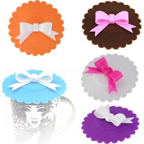 Cute Bow Lace Silicone Lid Dustproof Reusable Cup Thermal Insulation Cup Cover Seal Cover Dropshipping