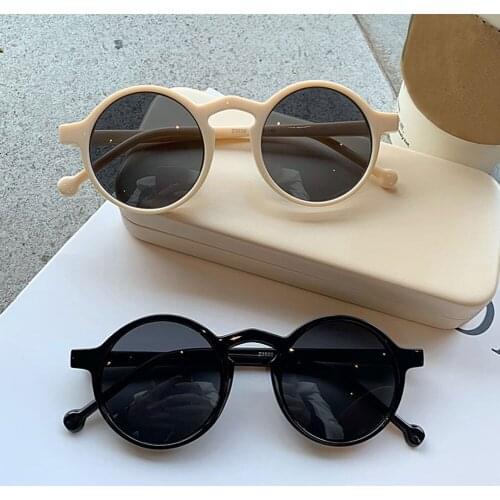 Retro Round Sunglasses Women Brand Designer Classic Vintage Small Frame Sun Glasses Ladies Black Driving Eyewear Korean Style