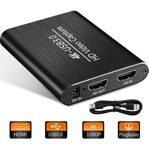 UeeVii USB 3.0 Game Capture Card 4K HDMI Audio Video Capture Card Loop-Out 1080P 60FPS Live Stream Capture for PS4 Switch Xbox