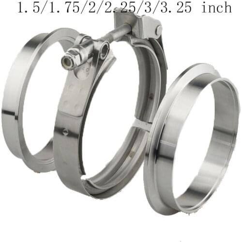 V-Band Clamp 1.5/1.75/2/2.25/3/3.25 inch Stainless Steel Male/Female Flange Kit V-band Turbo Exhaust Pipes Car Accessories