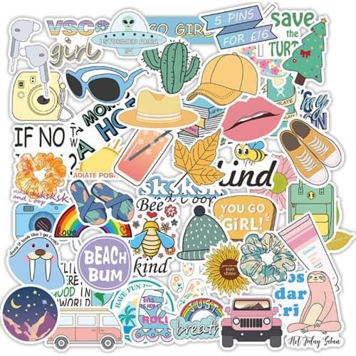 VSCO Stickers Aesthetic for Car Laptop Skateboard Suitcase Cute hydro flask Sticker Flower Animal Surfing shaka kids helmet