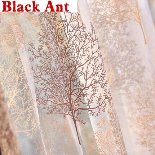 Burnout Tree Curtain Brown For Living Room Sheer Fabric Transparent Tulle Drape Kitchen Custom Made Bay Window X613#30