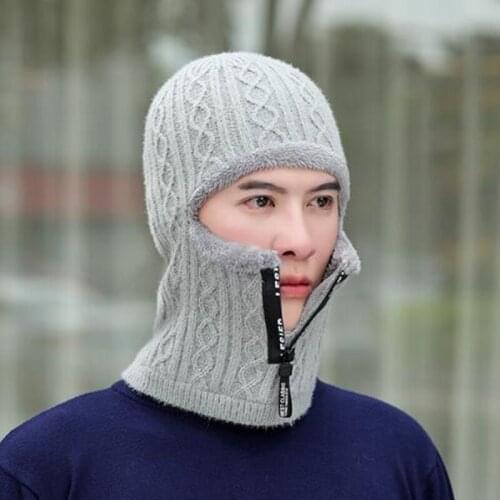 XdanqinX Mens New Winter Beanie Thick Woolen Knitted Hat Face Mask Hooded Earmuffs Hats For Men Cold-proof Neck Warm Ski Cap