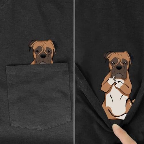 CLOOCL Funny T-Shirt Fashion Brand Summer Pocket Boxer Printed T-shirt Hip Hop Tops Cotton Pet dog Tees