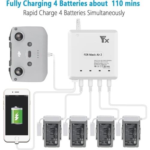 For DJI Mavic Air 2 Charger Remote Control Battery Charing Hub Multi Charger for DJI Mavic Air 2 Drone Fast Charging Accessories