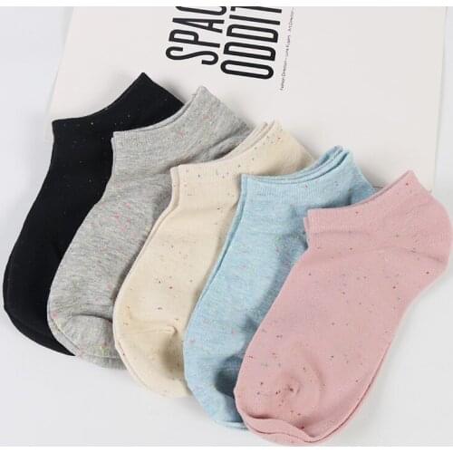 DONG AI 5 pairs new color point combed cotton hand-sewn female boat socks soft girl youthful beautiful