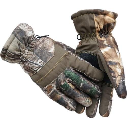 Winter Outdoors Bionics Leaf Camouflage Waterproof Windproof Cold-proof Gloves Men Women Climbing Camping Warm Skiing Mittens