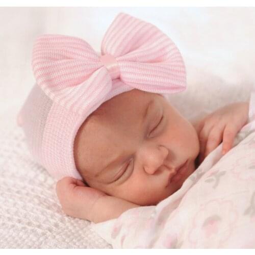 0-3 Months Newborn Baby Hats Cute Knitted Cotton Bow Baby Girls Caps Infant Photo Shoots Caps toddlers Bebe Photography Hats