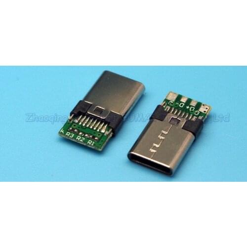 10pcs USB3.1 type-c plug USB male plug with PCB small board double-sided insert new Android phone plug