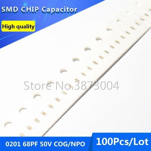 100pcs 0201 68PF 50V COG/NPO 5% Thick Film Chip Multilayer Ceramic Capacitor