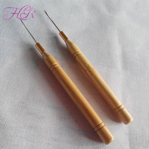 100pcs Wooden Hook Pulling Needle Hair Extensions Tool for Micro Ring Hair