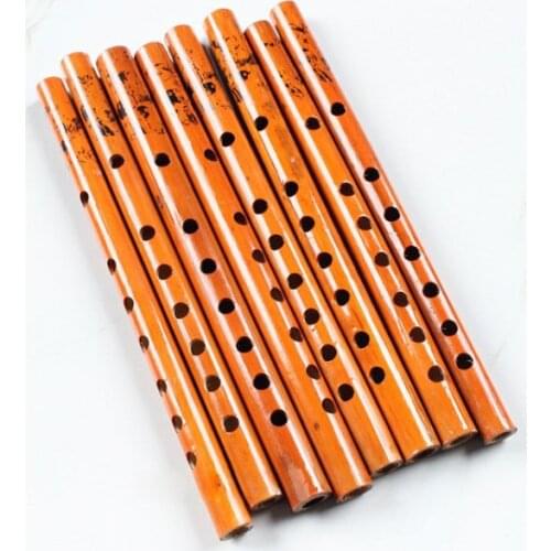 2PCS Chinese Traditional 6 Holes Bamboo Flute Vertical Flute Clarinet Student Musical Instrument Wooden Color For Kids Gift