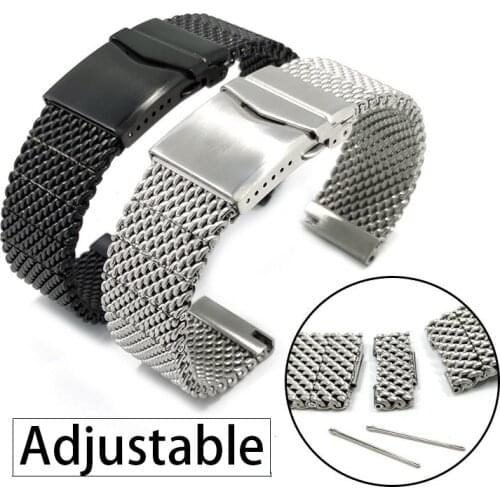2020 New Mens Shark Mesh 22mm Steel Strap Mechanical Replacement Watches Bands 22mm Stainless 316L Steel Bracelets 22MM Watch