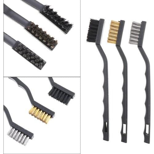3pcs/set Mini Nylon / Stainless Steel / Brass Brush Used in Cleaning Paint / Rust / Dirt