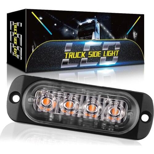 4Pcs 12-24v 12W Side Ultra-Thin 4LED Strobe Light Warning Light Strobe Light Suitable Ffor Trucks/Trucks
