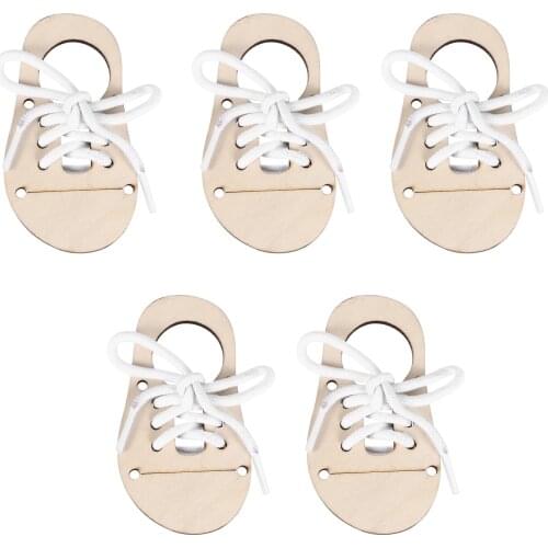 5 Sets Shoes Shape Wood Chip Unfinished Wood Chips DIY Supplies For Graffiti Chips Hand Painted Wood Chips Puzzle Wood Chips