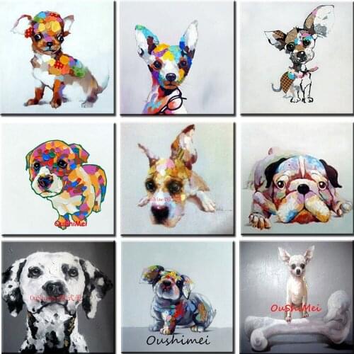 Factory Price Pet Dog Painting Handmade Abstract Knife Animals Art Oil Painting on Canvas Wall Art Dog Painting for Decor