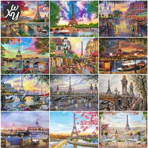 Diamond Painting Paris View Square Round Mosaic Art City Scenery Full Drill Cross Stitch Kits for Adults Rhinestones Home Decor