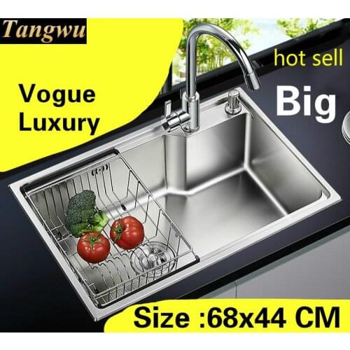 Free shipping Apartment big kitchen single trough sink vogue common do the dishes 304 stainless steel hot sell 680x440 MM