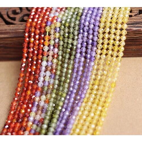 Natural stone zircon beads faceted round seed bead tiny small perle For Jewelry Making needlework DIY women Bracelet necklace