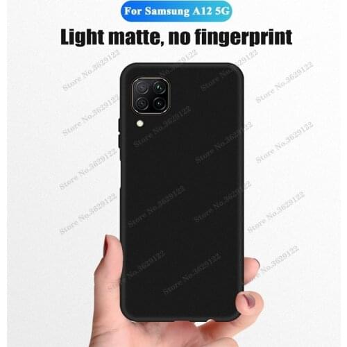 Case For Samsung Galaxy A12 TPU Silicone Matte Bumper Soft Case For Samsung A12 5G Black Phone Back Cover Funda