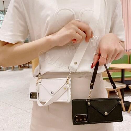 Necklace Strap Case For Xiaomi Redmi 10X Note 10 9 7 5 Plus 6 Pro 10S 9T 9S Cover Lanyard Crossbody TPU Card Slots Wallet Fundas
