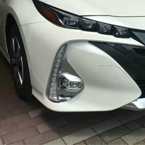 For 2017-2019 2020 Toyota PRIUS PHV Front Fog Light Frame Foglight Lamp Ring Cover Trim Protector Sticker ABS Car Accessories