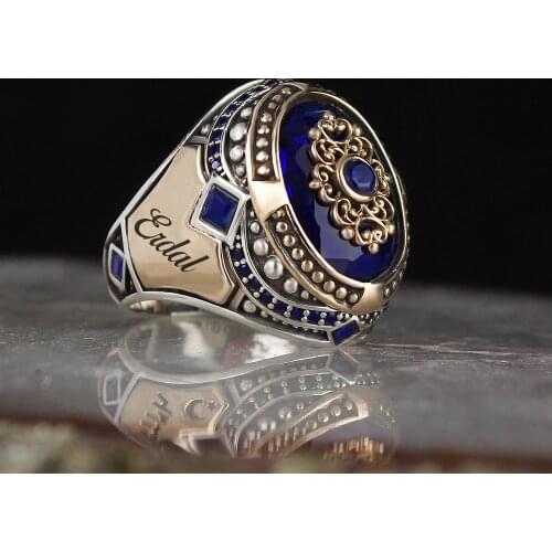 Double-Sided Name Written Zircon Silver Ring