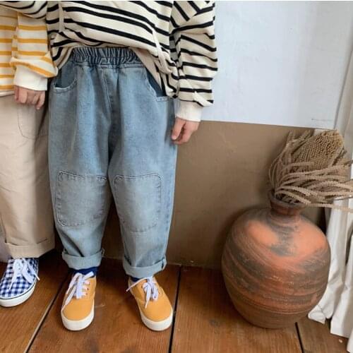 2021 new arrival girls boys denim long pants autumn fashion kids jean pants 2-7 years YU943