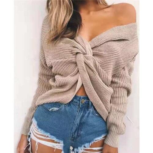 European Station Personalized Top Autumn And Winter New Long Sleeve V-neck Slim Fit Pullover Short Sweater