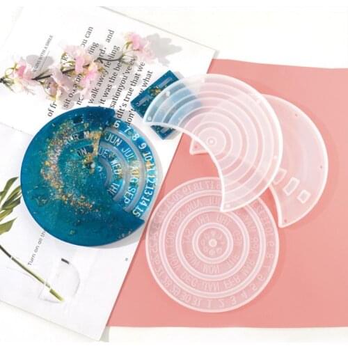 Moon Shape Roulette Calendar Mould Crystal Epoxy Resin Mold Heart-shaped DIY Resin Crafts Ornaments Home Wall Decoration