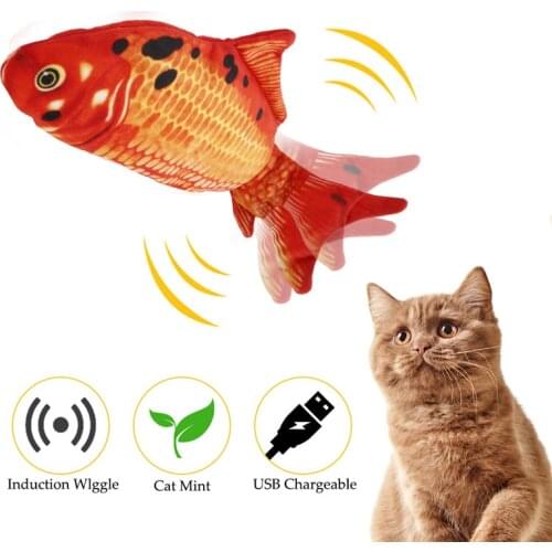 Interactive Cat Toy Fish USB Electric Charging Simulation Dancing Jumping Floppy Fish Cat with Catnip Toy Soft Fish for Cat Toys