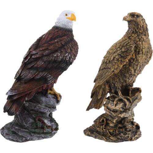 Artificial eagle animal decor Statue Owl Model Garden Ornament Resin Figurine retro finish