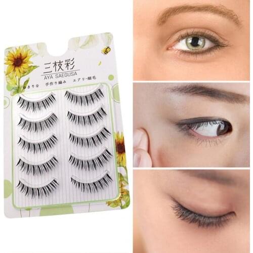 5Pairs/Box S-21 Faux Cils Makeup Fake Eyelash Extension False Eyelashes Realistic High Temperature Fiber Pointed Tail Eye Lashes