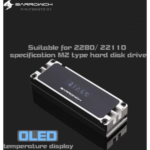 Barrowch FBM2TZ-01, M.2 Solid State Drive Digital Display Cooling Kit, For 2280/22110 Specification M2 Type SSD