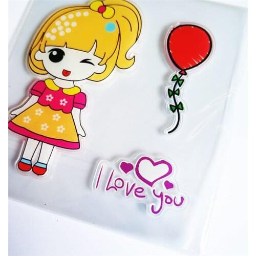 Colorful The balloon girl Transparent Clear Stamps / Silicone Seals Roller Stamp for DIY scrapbooking photo album/Card Making