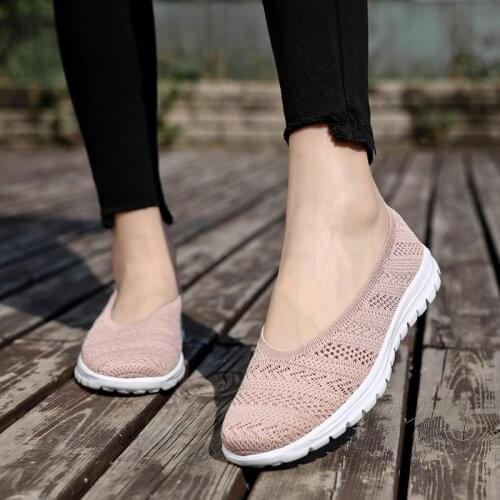 MCCKLE Women Flats Mesh Breathable Light Ladies Sneaker Slip on 2020 Casual Female Shoe Shallow Comfort Woman Footwear Mom Shoes