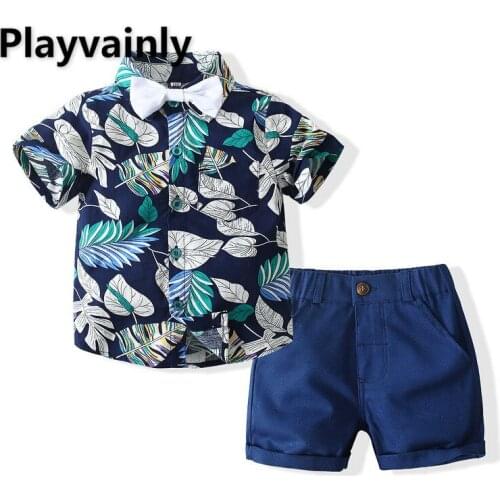 2021 Summer boy Clothing Sets Floral Short Sleeve Shirt+shorts fashion Outfit Children Clothing E21888