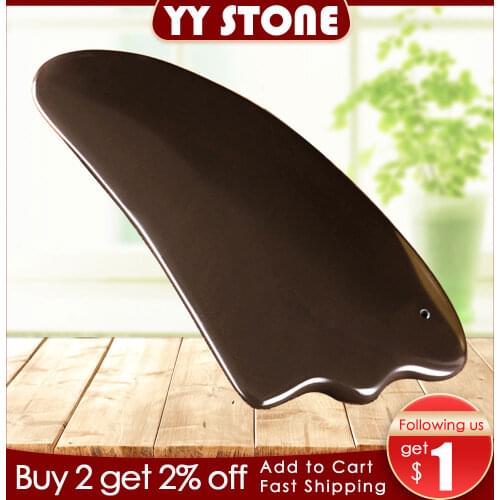 5A grade SiBin brown color Bian stone massage guasha kit beauty face plate triangle 120x60x10mm 100% original gift bag chart