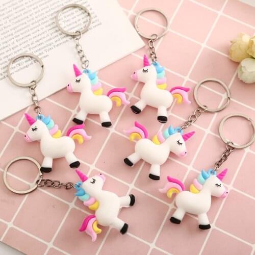 5 Pcs Cute Women Pegasus Unicorn Keychains For Girls Keychain Sequins Keyring Gifts For Daughter Children