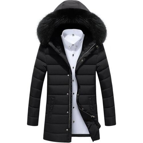 Men Autumn Winter Outdoor Long Down Jacket Waterprrof Hiking Rain Jacket Pure color Pocket Zipper Hooded Jacket Top Coat j71