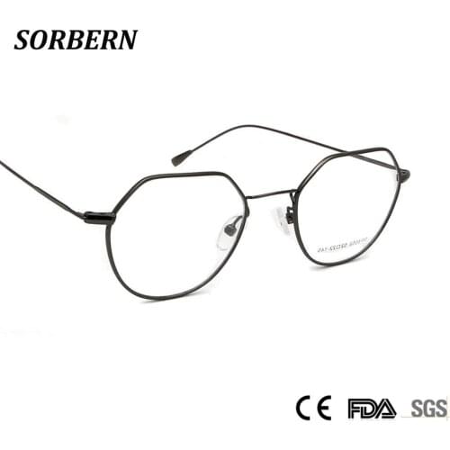 SORBERN New Classic Irregular Glasses Frames Women Men Stainless Steel Eyeglasses Light Weight Young Fashion Myopia Eyewear