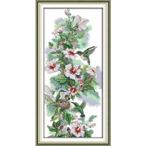 Hummingbird Art Beginner Cross Stitch Kits Printed Canvas DMC Counted printed Cross-stitch set Embroidery Needlework Kit DIY