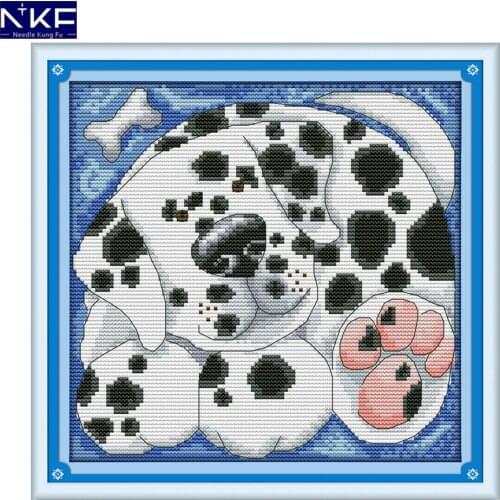 NKF The Dalmatian Animal Pattern Handmade Craft Needlework Cross Stitch Embroidery Kit Cross Stitch for Home Decor