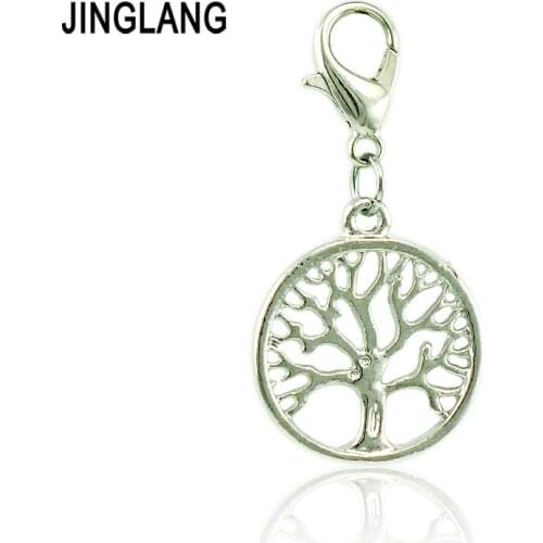 JINGLANG New Arrival Fashion Lobster Clasp Charms Dangle Silver Plated Tree Pendants DIY Jewelry Making Accessories