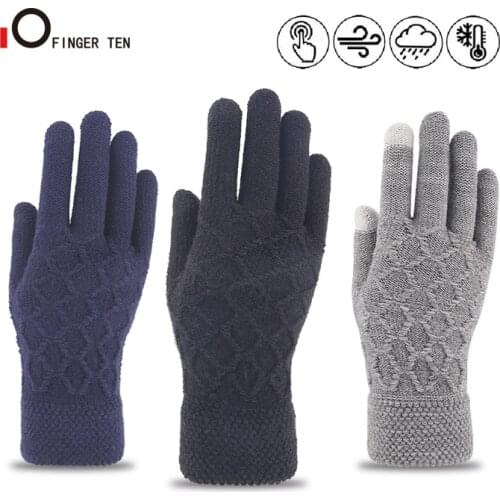 2020 New Thermal Fleece Soft Winter Gloves Warm Knitted Thicken Warm Wool for Running Cycling Driving Working
