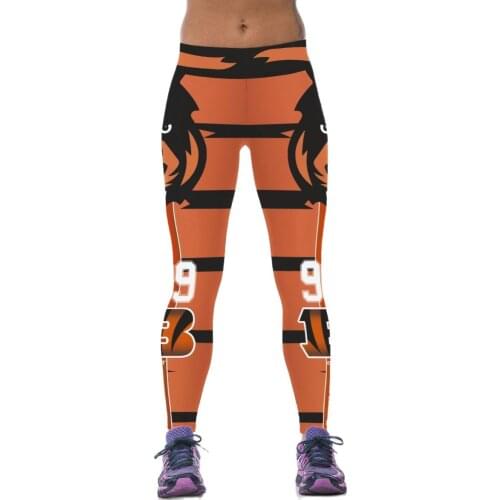 New Design Bengal Tiger Printing Orange Women Running Pants White Black High Elastic Women Leggings