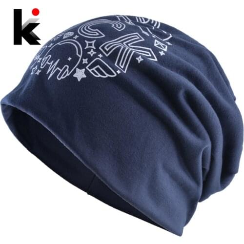 Autumn Soft Bonnet Beanies For Men And Women New Fashion Hats Hip Hop Rock Skullies Beanies Solid Color Printing Letter Gorras