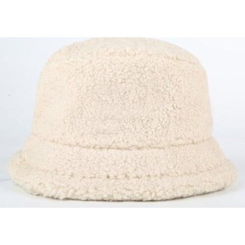 Thick warm winter bucket hat plain lamb fishermen hat outdoor wide brim soft velvet sun hat outdoor female cap dropshipping